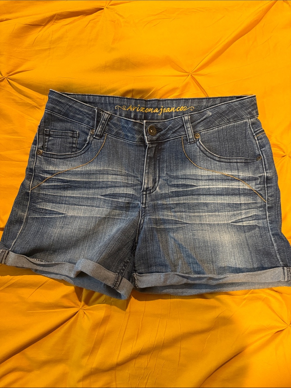 Arizona Jean Company Distressed Blue Faded Denim Cuffed Shorts